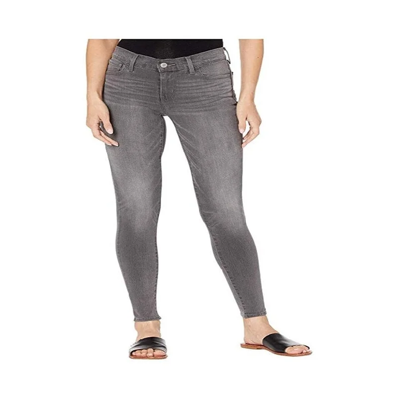 trendy patchwork jeans for ladies -Levi's Women's 710 Super Skinny Jeans Gray Size 34X30