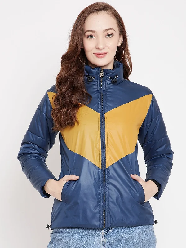 versatile casual coat for women -JUMP USA Women Blue Padded Jacket