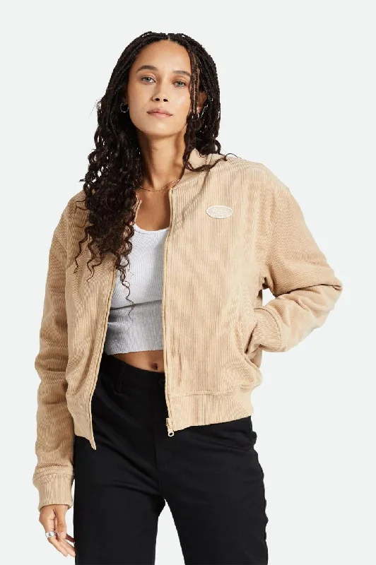 ladies' wool overcoat -Utopia Reversible Bomber Jacket - Sesame