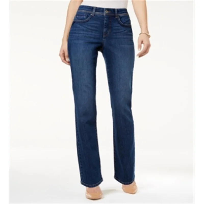 comfortable plus-size denim jeans -Style & Co Women's Tummy Control Straight Leg Jeans Blue Size 4 Petite - 4 P