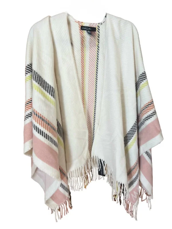 women's winter coat -Fringe Cape In Winter White