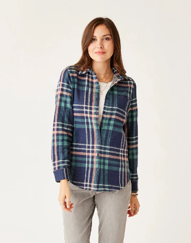 classic collared shirt for ladies -Carve Designs Fairbanks Supersoft L/S Shirt-Navy Multiplaid