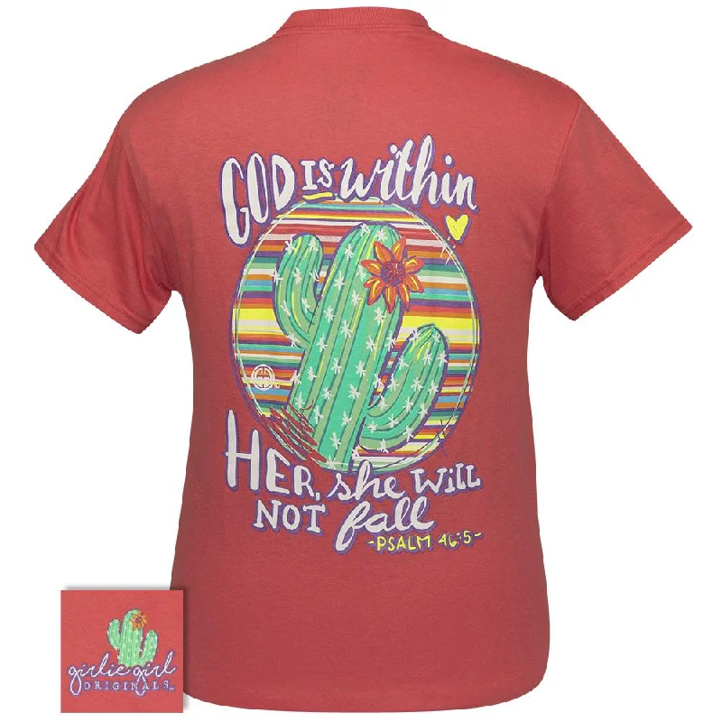 women's button-up shirt -God Is Within Coral Silk SS-2361