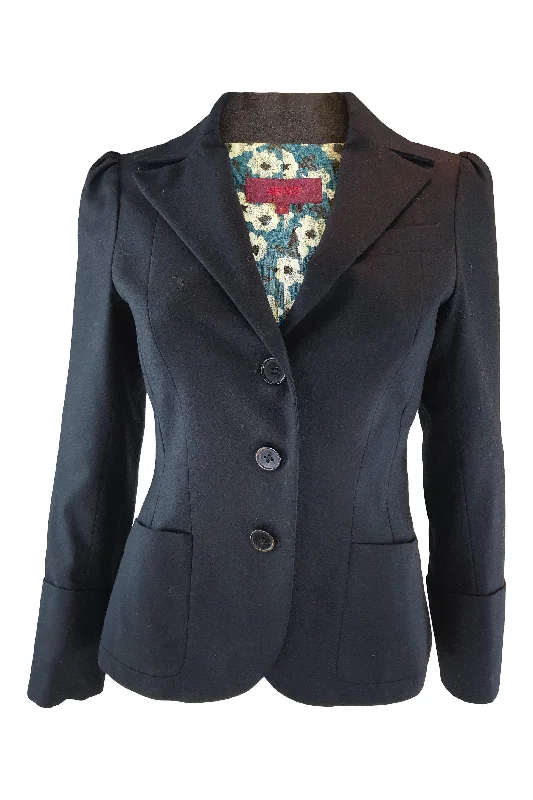 cozy teddy coat for ladies -KENZO Women's Black Cotton Blend Blazer (FR 36)