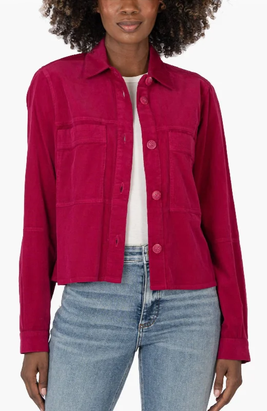 women's lightweight cargo jacket -Zinnia Jacket In Fuchsia