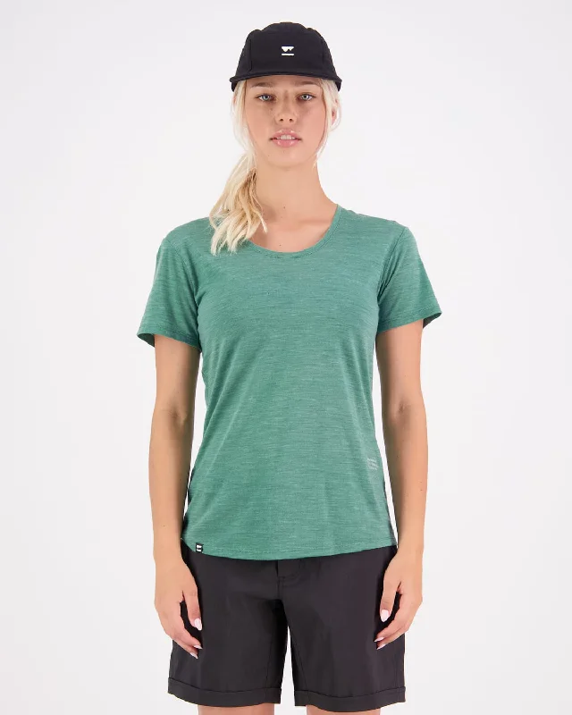 ladies' short sleeve wrap blouse -Zephyr Merino Tencel™ T-Shirt - Smokey Green