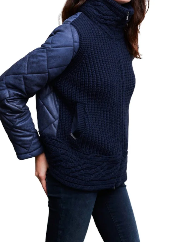 cozy teddy coat for ladies -Cari Jacket In Marino Blue