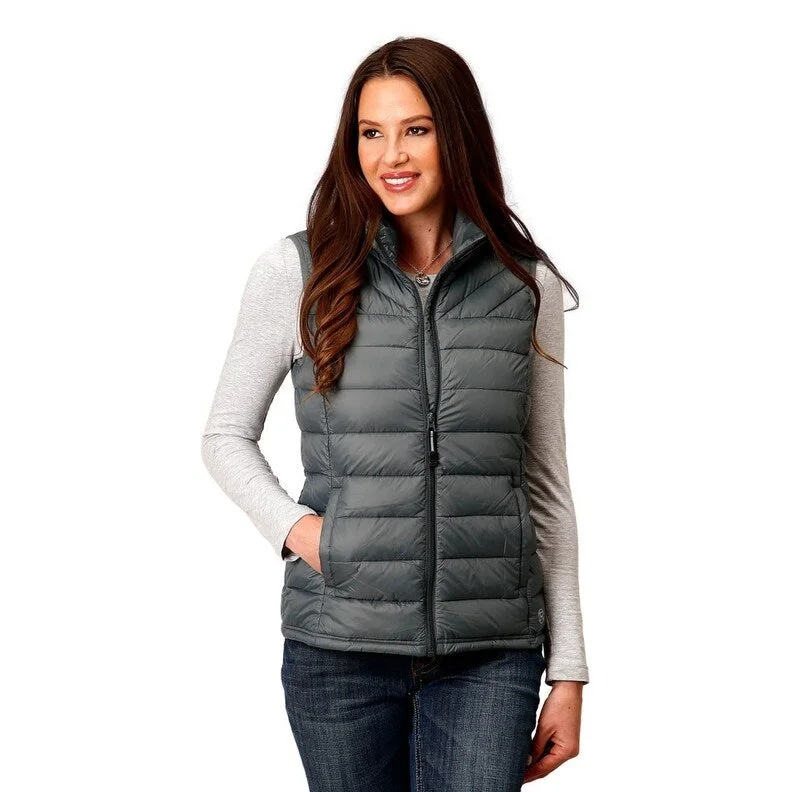 ladies' lightweight anorak coat -Roper Western Vest Womens Parachute Quilted Sage 03-098-0685-6189 GR