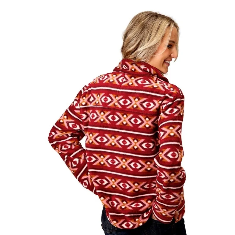 casual linen jacket for women -Roper Western Jacket Womens Aztec Pullover Wine 03-098-0250-6165 WI