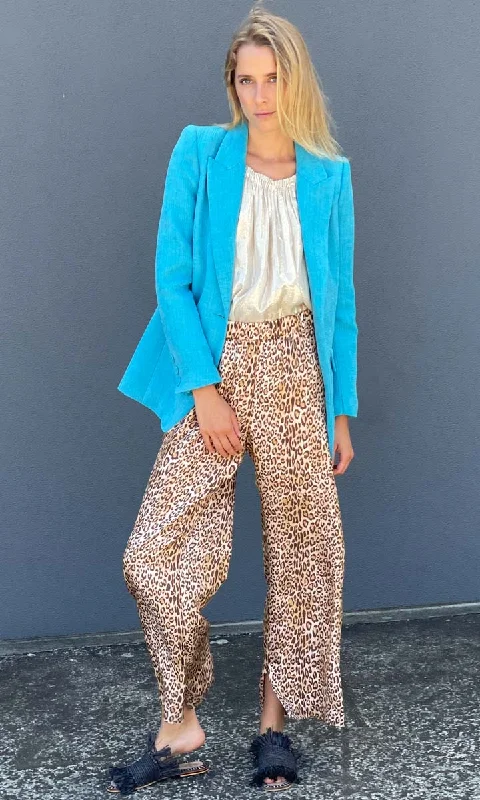 women's oversized corduroy jacket -Ocean Blue Turquoise Blazer