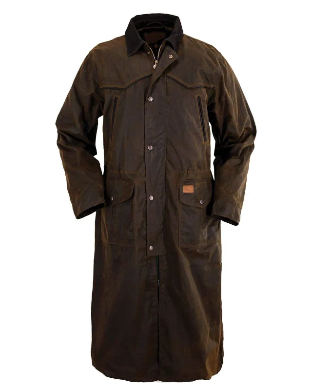 fitted wool blend coat for women -Pathfinder Oilskin Duster Coat