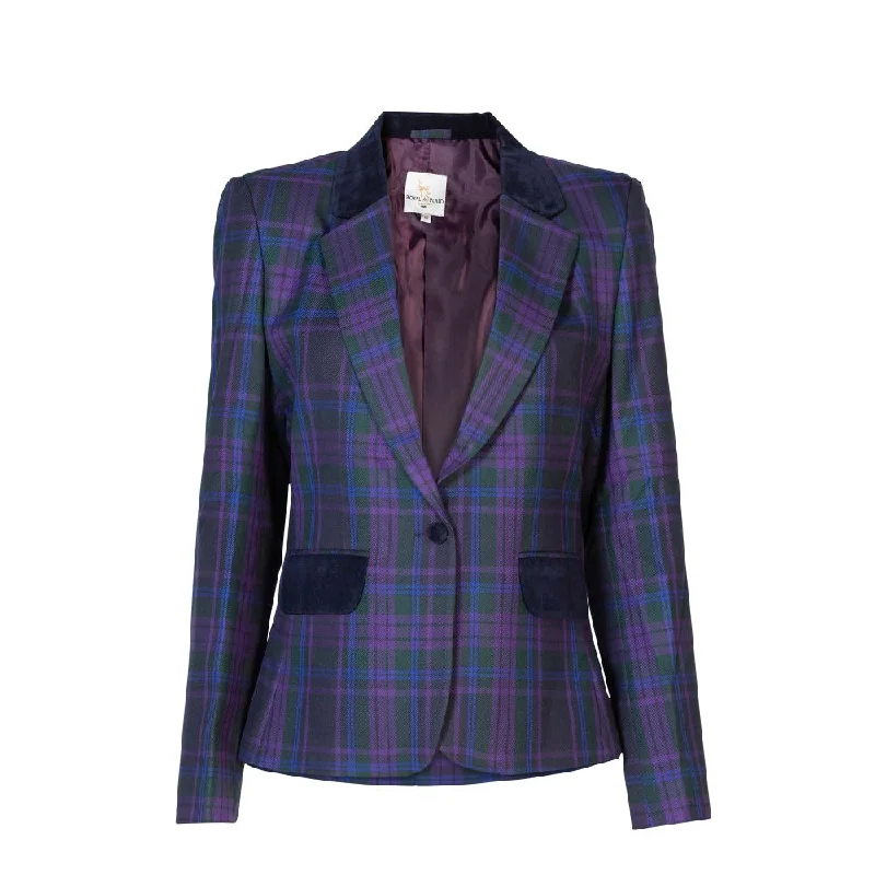 fashionable belted wool coat for women -Women's Tartan Short Jacket - Spirit of Scotland