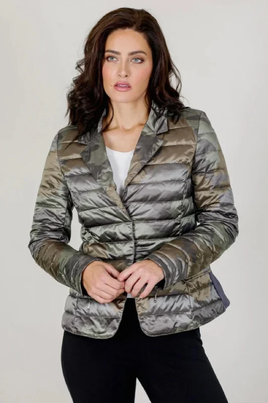 sophisticated evening coat for women -Down Blazer Jacket In Camo Printed