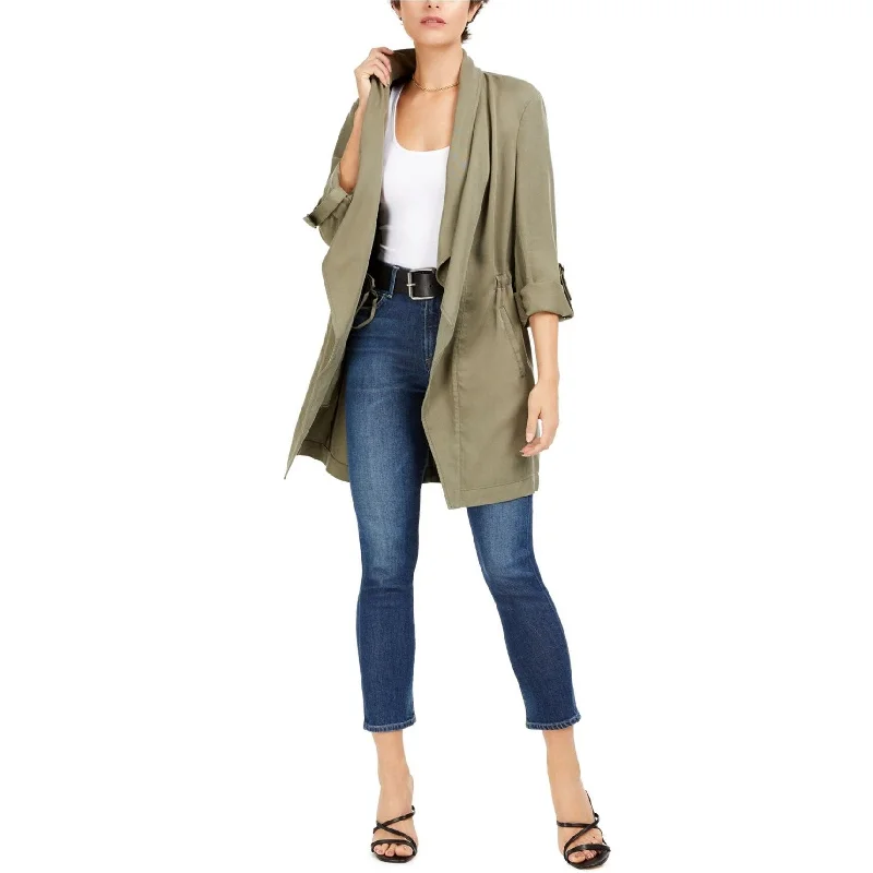 cropped wool blazer for women -Bar Iii Womens Drape-Front Anorak Jacket