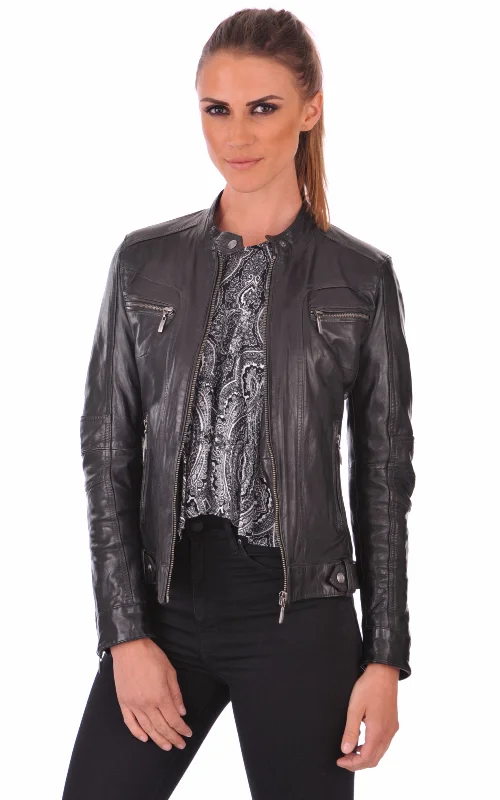 chic oversized blazer for women -Aurora Women's Jacket Real Leather #1098