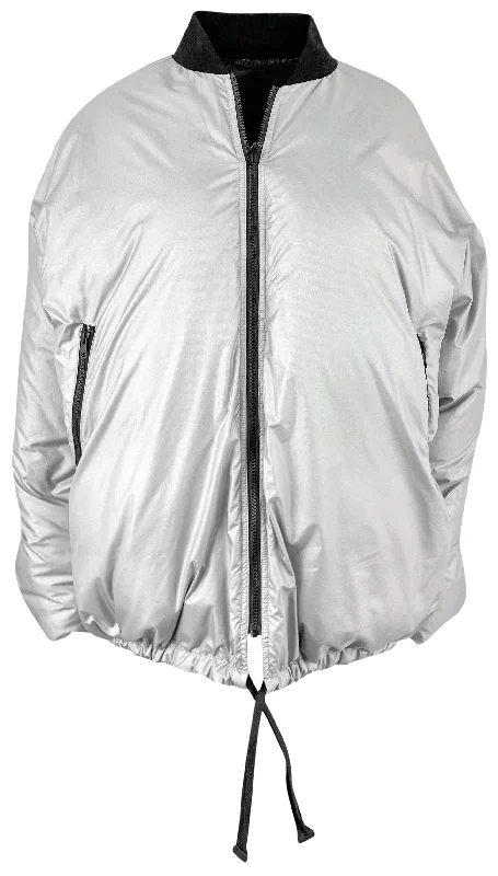 ladies' fur-lined jacket -Sofie D'Hoore Odessa Reversible Bombed Jacket in Silver/Off Black