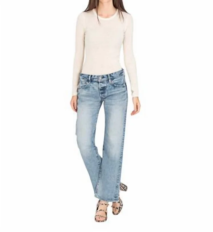 women's full-length bootcut jeans -Joelton Straight-Low Jeans In Ltblu