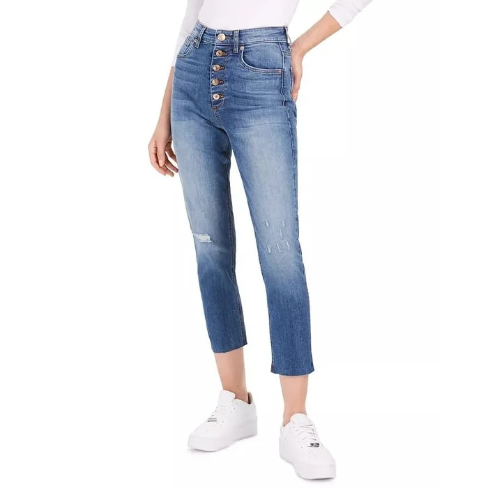 comfortable high-rise jeans for women -STS Blue Women's Alicia High Rise Button Fly Mom Jeans Blue Size 25