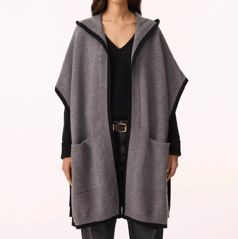 stylish longline coat for women -Belina Cashmere Cape In Flannel Grey