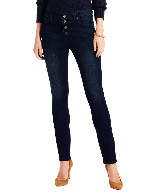 ladies' straight-cut denim jeans -NIC+ZOE Button Fly Slim Jean