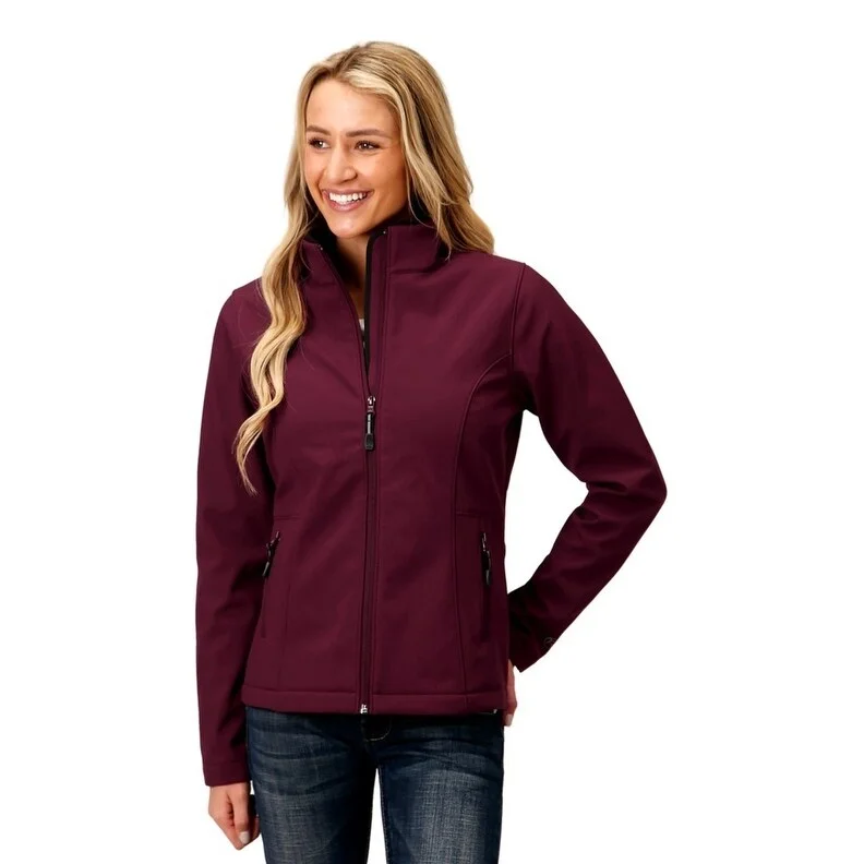 ladies' fleece zip-up jacket -Roper Western Jacket Womens Softshell Zip Wine 03-098-0780-6146 WI