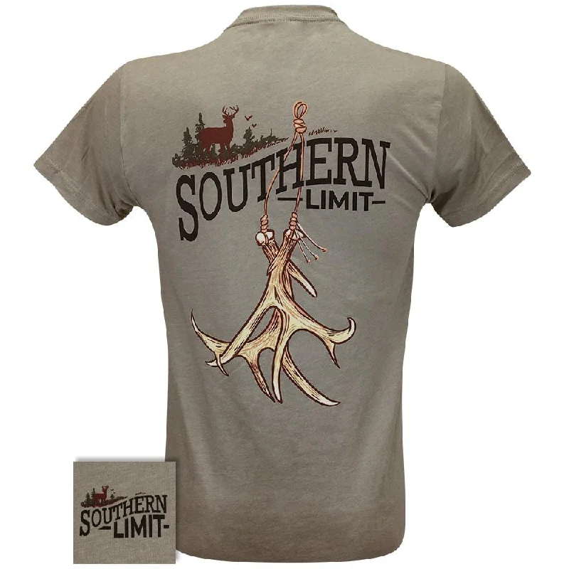 women's v-neck t-shirt -Southern Limit Antler Rattle Stone Grey SS-82